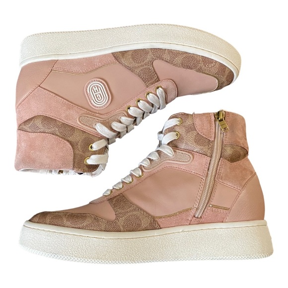 Coach C220 CC Sz 6 Leather High-Top Sneakers Like New - Picture 3 of 10